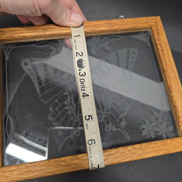 Vintage Butterfly Glass Wooden Frame Window Panel Sun catcher - Picture 6 of 8